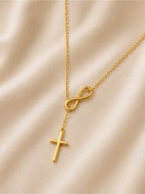 Gold Infinity Cross Necklace 316 Stainless Steel Faith Jewelry | Gift for Her